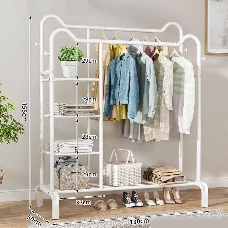 Modern Metal Clothing Rack Furniture Storage Color: 155x130cm White Modern Metal Clothing Rack Furniture Storage Color: 155x130cm White