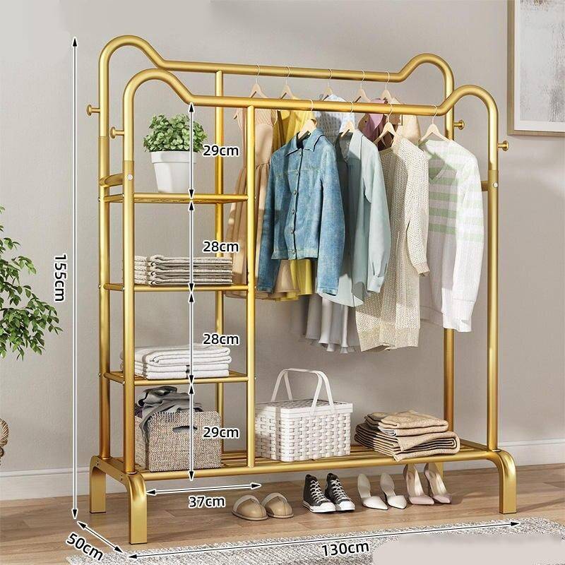 Modern Metal Clothing Rack Furniture Storage Color: 155x130cm Golden Modern Metal Clothing Rack Furniture Storage Color: 155x130cm Golden