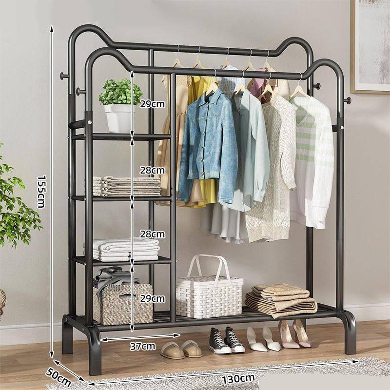 Modern Metal Clothing Rack Furniture Storage Color: 155x130cm Black Modern Metal Clothing Rack Furniture Storage Color: 155x130cm Black