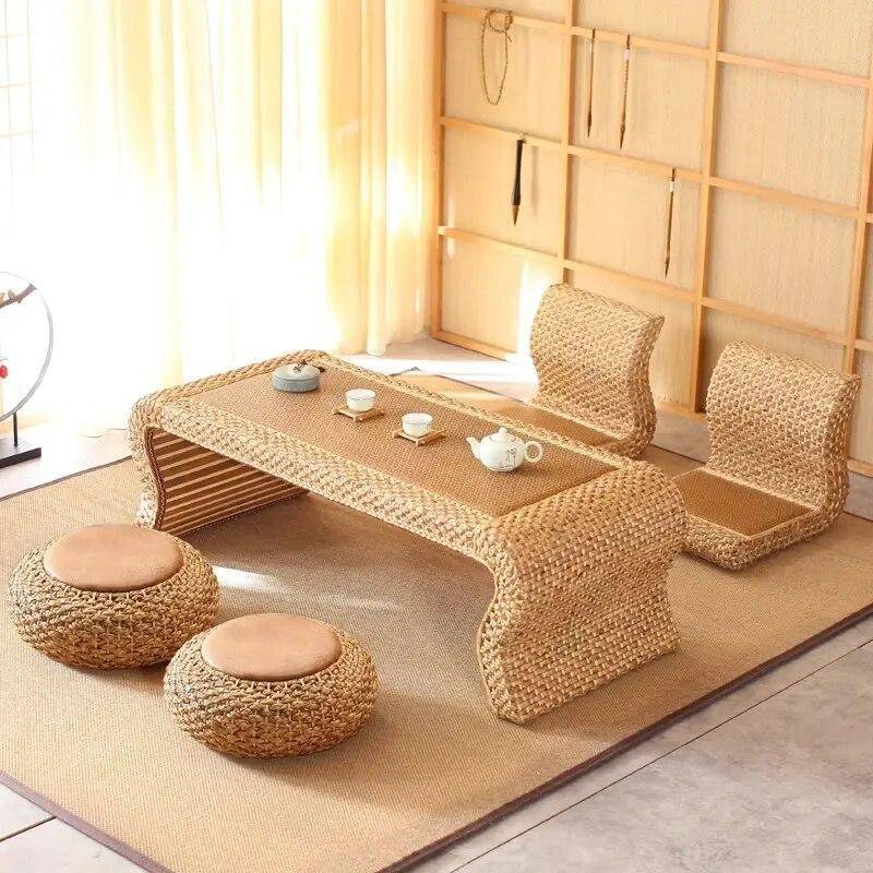 Image showcasing Modern Minimalist Rattan Coffee Table - Luxury Nordic Design for ...