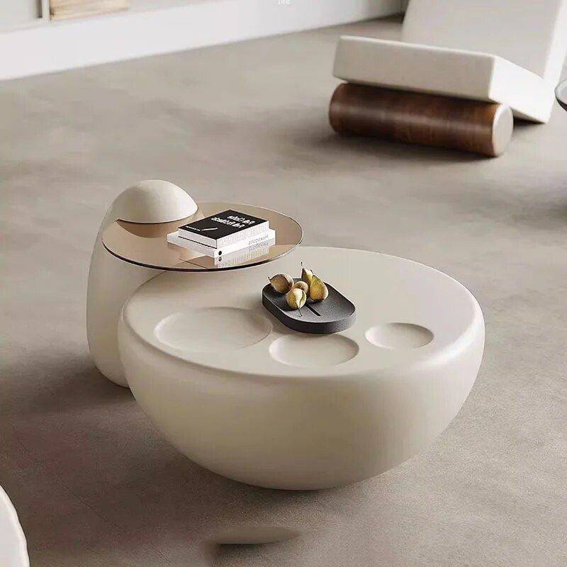 Modern Minimalist Round Coffee Table Furniture Side Tables & Coffee Tables Color : White 