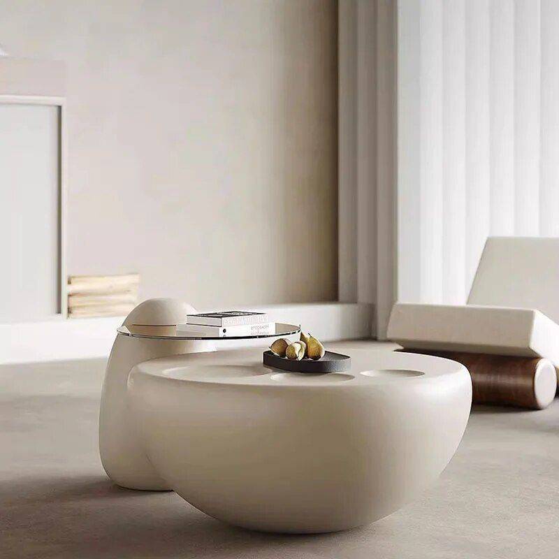 Modern Minimalist Round Coffee Table Furniture Side Tables & Coffee Tables Color : White 