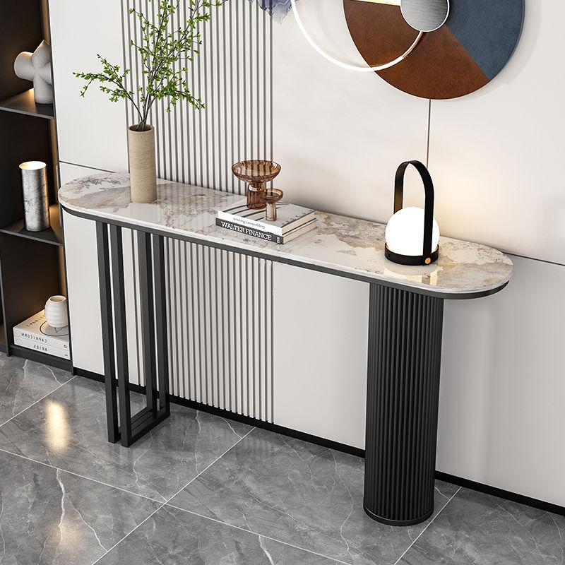 Modern Minimalist Slate Console Table for Elegant Entryways Furniture Stands & Console Tables Color : Gold/Marble|Black/Marble|Black/Gray|Black/White|Black Modern Minimalist Slate Console Table for Elegant Entryways Furniture Stands & Console Tables Color : Gold/Marble|Black/Marble|Black/Gray|Black/White|Black