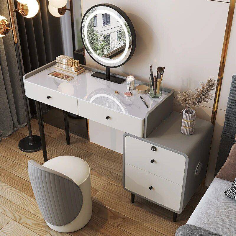 Modern Minimalist Vanity Table with Mirror & Stool – Free Shipping Furniture Storage Color : White|Gray|Orange Modern Minimalist Vanity Table with Mirror & Stool - Free Shipping Furniture Storage Color : White|Gray|Orange