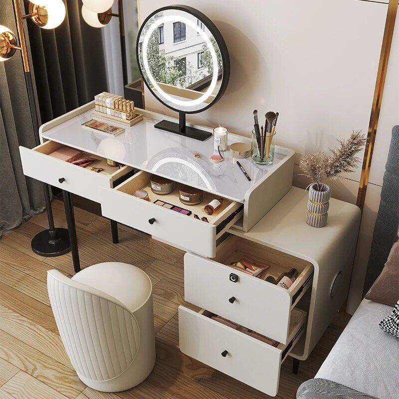 Modern Minimalist Vanity Table with Mirror & Stool – Free Shipping Furniture Storage Color : White|Gray|Orange Modern Minimalist Vanity Table with Mirror & Stool - Free Shipping Furniture Storage Color : White|Gray|Orange