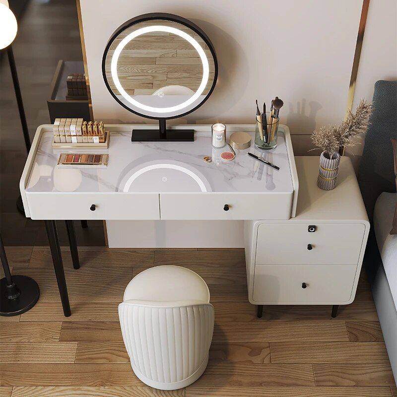 Modern Minimalist Vanity Table with Mirror & Stool – Free Shipping Furniture Storage Color : White|Gray|Orange Modern Minimalist Vanity Table with Mirror & Stool - Free Shipping Furniture Storage Color : White|Gray|Orange