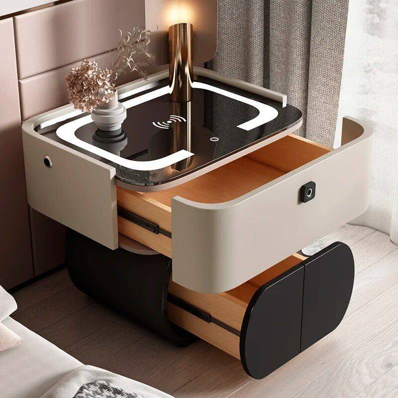 Modern Moroccan Minimalist Wooden Nightstand Bedside Tables Furniture Style : Cream|Gray|White Modern Moroccan Minimalist Wooden Nightstand Bedside Tables Furniture Style : Cream|Gray|White