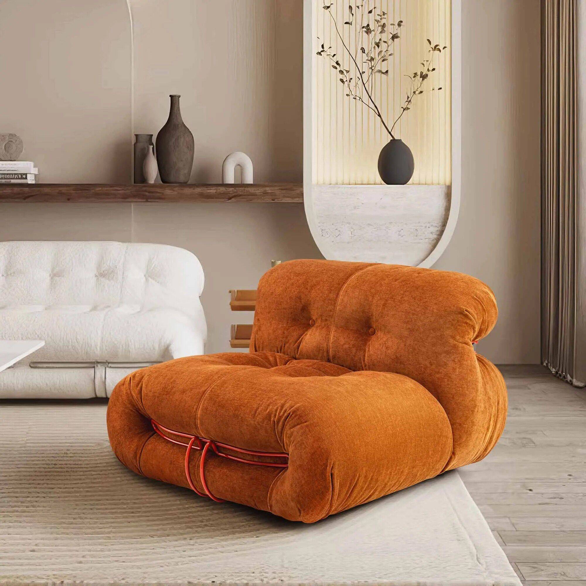 Modern Morocco Velvet Sofa Chair Furniture Sofas & Chairs Color : White|Orange Modern Morocco Velvet Sofa Chair Furniture Sofas & Chairs Color : White|Orange