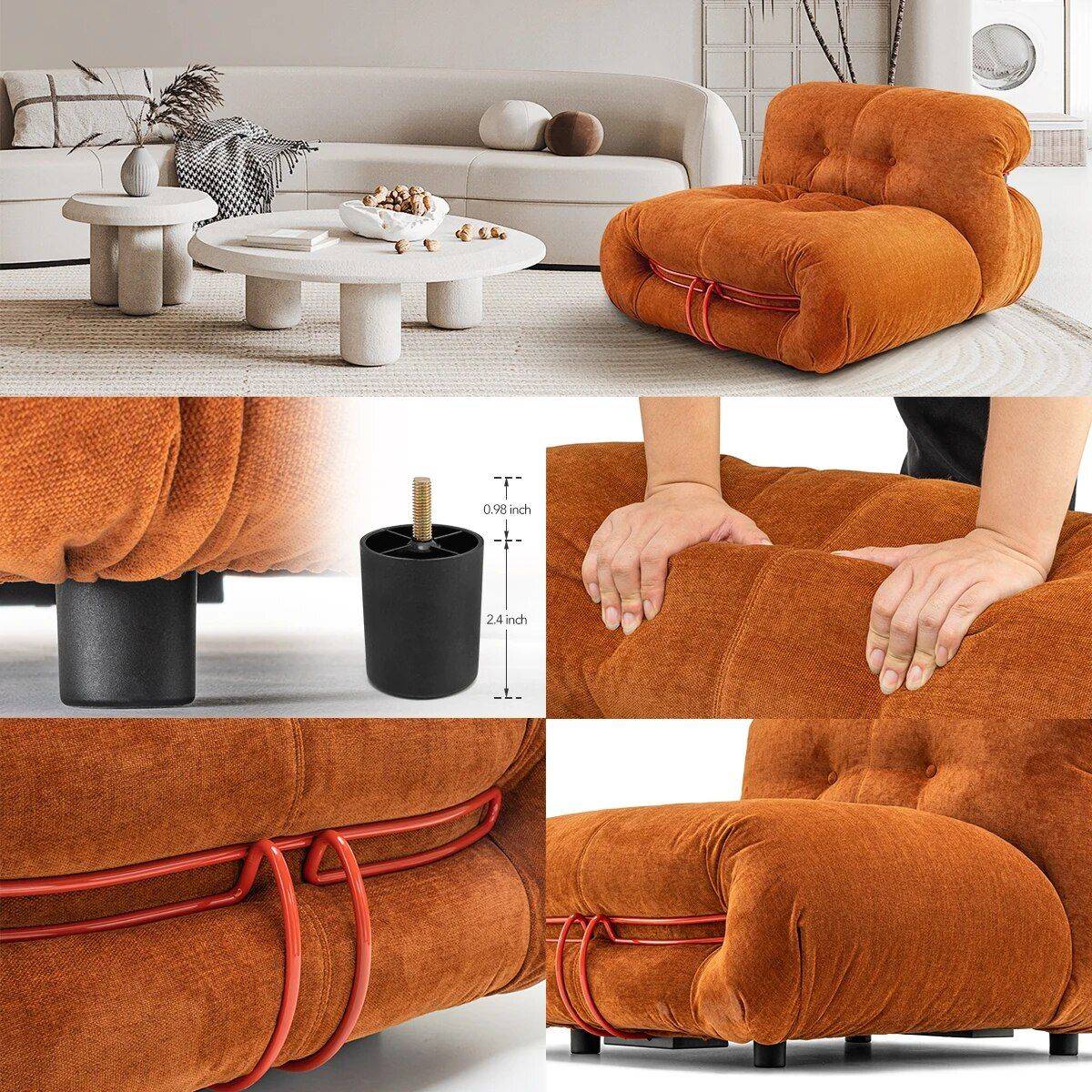 Modern Morocco Velvet Sofa Chair Furniture Sofas & Chairs Color : White|Orange Modern Morocco Velvet Sofa Chair Furniture Sofas & Chairs Color : White|Orange
