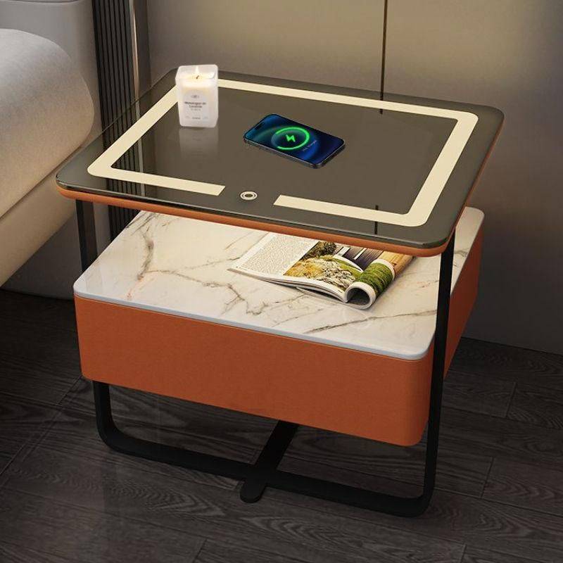 Modern Nordic Nightstand with Intelligent Features & Storage Drawers Bedside Tables Furniture Style : White|Cream|Orange|Dark Gray Modern Nordic Nightstand with Intelligent Features & Storage Drawers Bedside Tables Furniture Style : White|Cream|Orange|Dark Gray