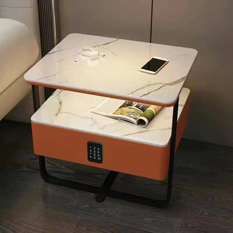 Modern Nordic Nightstand with Intelligent Features & Storage Drawers Bedside Tables Furniture Style : White|Cream|Orange|Dark Gray Modern Nordic Nightstand with Intelligent Features & Storage Drawers Bedside Tables Furniture Style : White|Cream|Orange|Dark Gray