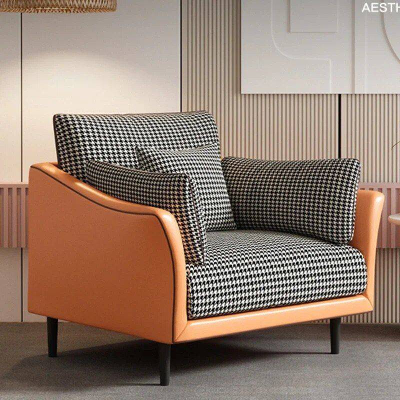 Modern Nordic Single Sofa Chair – Relaxing Armrest Floor Chair for Living Room and Bedroom Furniture Sofas & Chairs Color : Orange/Houndstooth|Blue|Yellow Modern Nordic Single Sofa Chair - Relaxing Armrest Floor Chair for Living Room and Bedroom Furniture Sofas & Chairs Color : Orange/Houndstooth|Blue|Yellow