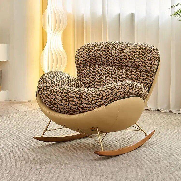 Modern Nordic Snail Rocking Chair – Luxury Chaise Lounge for Living Room and Balcony Furniture Sofas & Chairs Color : Yellow|Orange|White|Grid Modern Nordic Snail Rocking Chair - Luxury Chaise Lounge for Living Room and Balcony Furniture Sofas & Chairs Color : Yellow|Orange|White|Grid