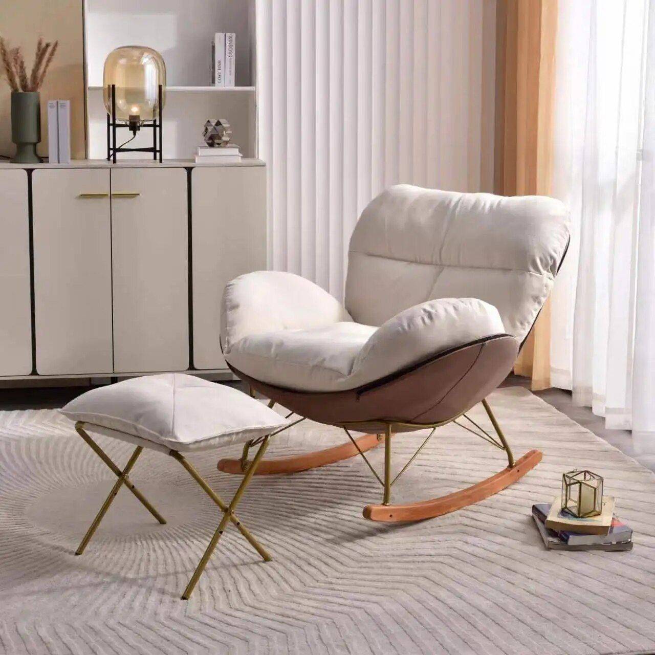 Modern Nordic Snail Rocking Chair – Luxury Chaise Lounge for Living Room and Balcony Furniture Sofas & Chairs Color : Yellow|Orange|White|Grid Modern Nordic Snail Rocking Chair - Luxury Chaise Lounge for Living Room and Balcony Furniture Sofas & Chairs Color : Yellow|Orange|White|Grid