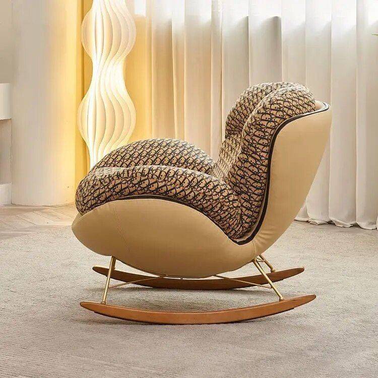 Modern Nordic Snail Rocking Chair – Luxury Chaise Lounge for Living Room and Balcony Furniture Sofas & Chairs Color : Yellow|Orange|White|Grid Modern Nordic Snail Rocking Chair - Luxury Chaise Lounge for Living Room and Balcony Furniture Sofas & Chairs Color : Yellow|Orange|White|Grid