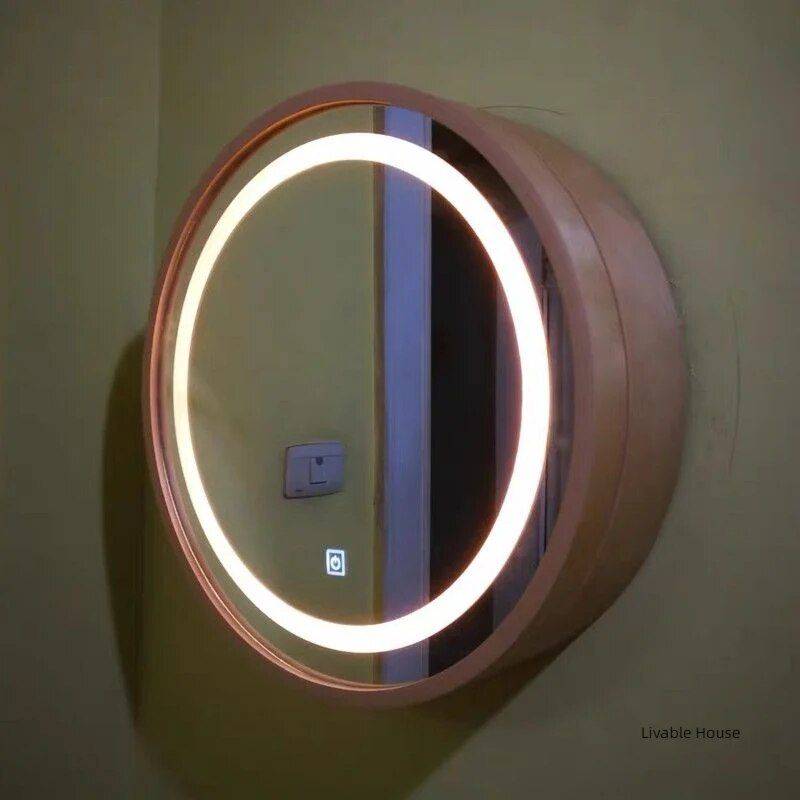 Modern Oval LED Illuminated Wooden Mirror Cabinet – Smart Bathroom Storage Solution Bathroom Mirrors Color : Brown (50cm)|Black (80cm)|Black (50cm)|Gold (50cm)|Gold (80cm) Modern Oval LED Illuminated Wooden Mirror Cabinet - Smart Bathroom Storage Solution Bathroom Mirrors Color : Brown (50cm)|Black (80cm)|Black (50cm)|Gold (50cm)|Gold (80cm)