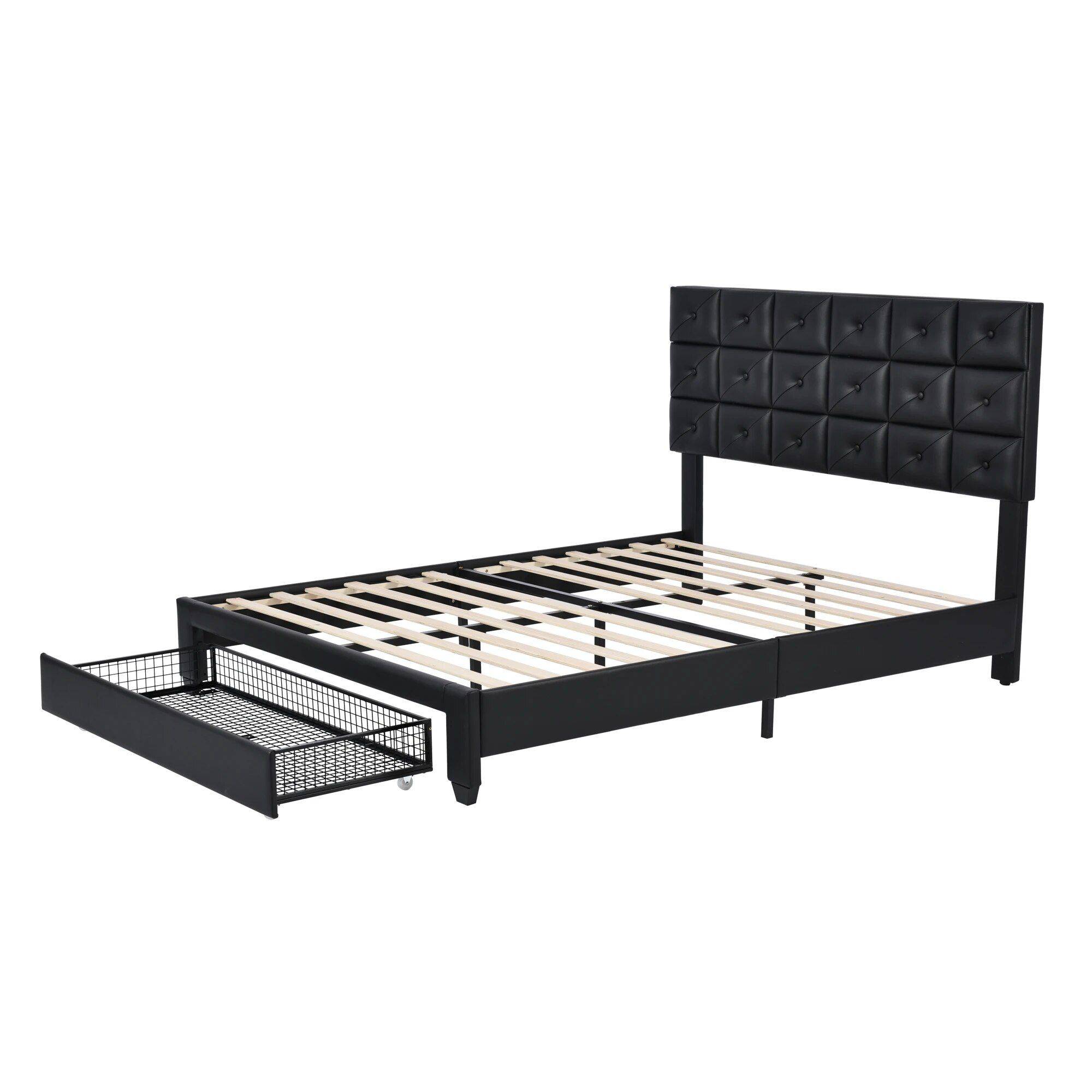 Modern Queen-Sized Upholstered PU Platform Bed with Wireless Charging and Storage Beds Furniture Color : Black|White|Gray|Beige Modern Queen-Sized Upholstered PU Platform Bed with Wireless Charging and Storage Beds Furniture Color : Black|White|Gray|Beige