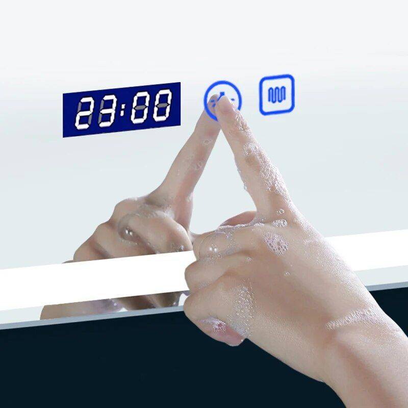 Modern Rectangular Smart LED Bathroom Mirror with Bluetooth Speaker & Adjustable Light Bathroom Mirrors Type : 1 Modern Rectangular Smart LED Bathroom Mirror with Bluetooth Speaker & Adjustable Light Bathroom Mirrors Type : 1