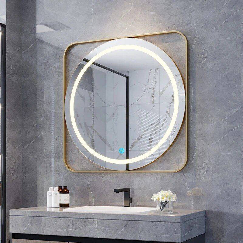 Modern Round LED Illuminated Bathroom Mirror – Fogless Touch Control, 8-inch Aluminum Frame Bathroom Mirrors Type : 60cm Gold|60cm Black|50cm Black|50cm Gold|70cm Black|70cm Gold Modern Round LED Illuminated Bathroom Mirror - Fogless Touch Control, 8-inch Aluminum Frame Bathroom Mirrors Type : 60cm Gold|60cm Black|50cm Black|50cm Gold|70cm Black|70cm Gold