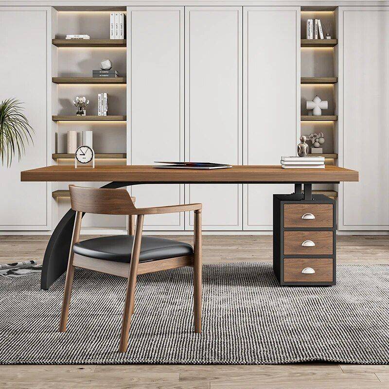 Modern Solid Wood Metal Computer Desk with Storage Furniture Office Furniture Color : Brown/Black (Storage)|Brown/Black (System Unit) Modern Solid Wood Metal Computer Desk with Storage Furniture Office Furniture Color : Brown/Black (Storage)|Brown/Black (System Unit)