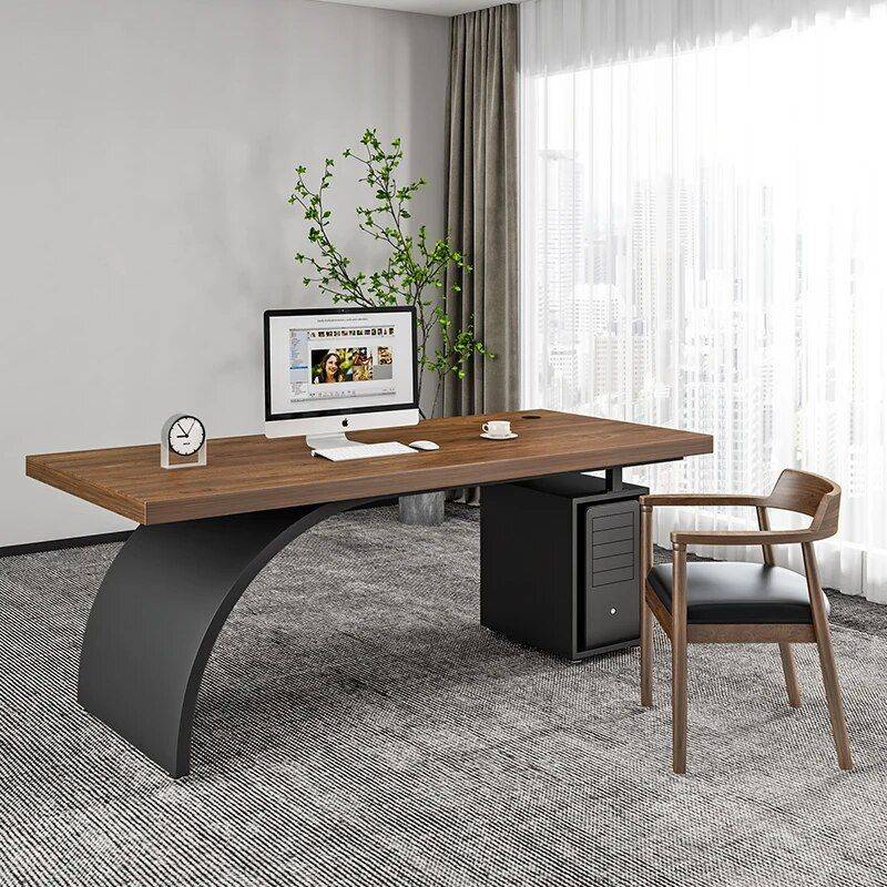 Modern Solid Wood Metal Computer Desk with Storage Furniture Office Furniture Color : Brown/Black (Storage)|Brown/Black (System Unit) Modern Solid Wood Metal Computer Desk with Storage Furniture Office Furniture Color : Brown/Black (Storage)|Brown/Black (System Unit)