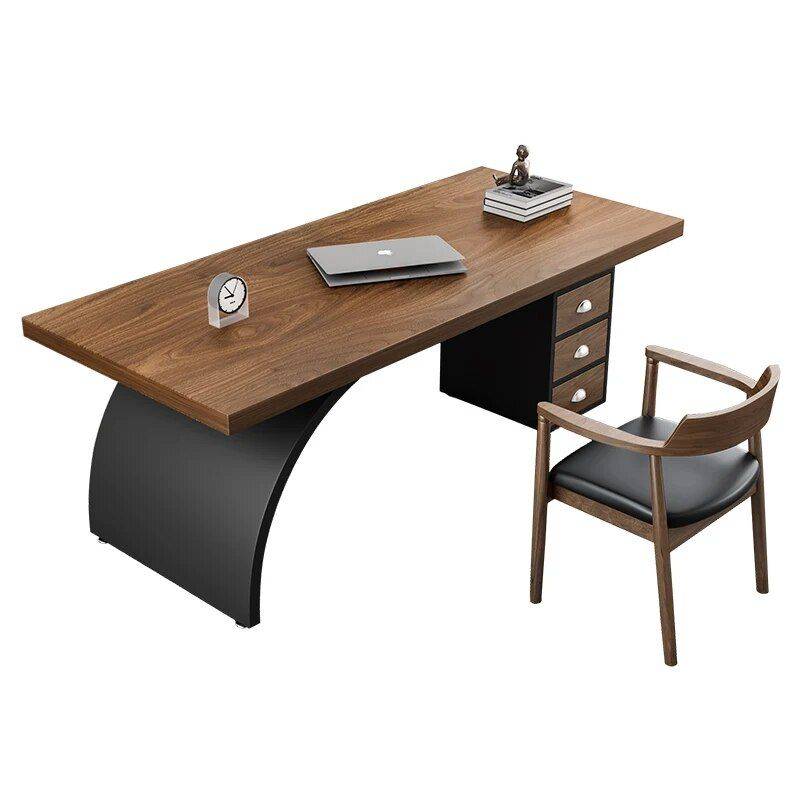 Modern Solid Wood Metal Computer Desk with Storage Furniture Office Furniture Color : Brown/Black (Storage)|Brown/Black (System Unit) Modern Solid Wood Metal Computer Desk with Storage Furniture Office Furniture Color : Brown/Black (Storage)|Brown/Black (System Unit)