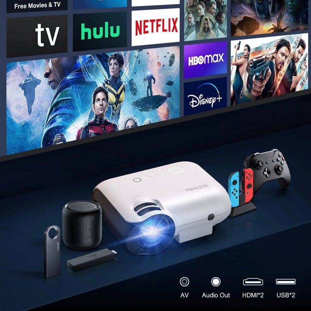 Portable Full HD 1080P Projector with 4K Support and Bluetooth 5.1 Home Electronics Projectors Portable Full HD 1080P Projector with 4K Support and Bluetooth 5.1 Home Electronics Projectors