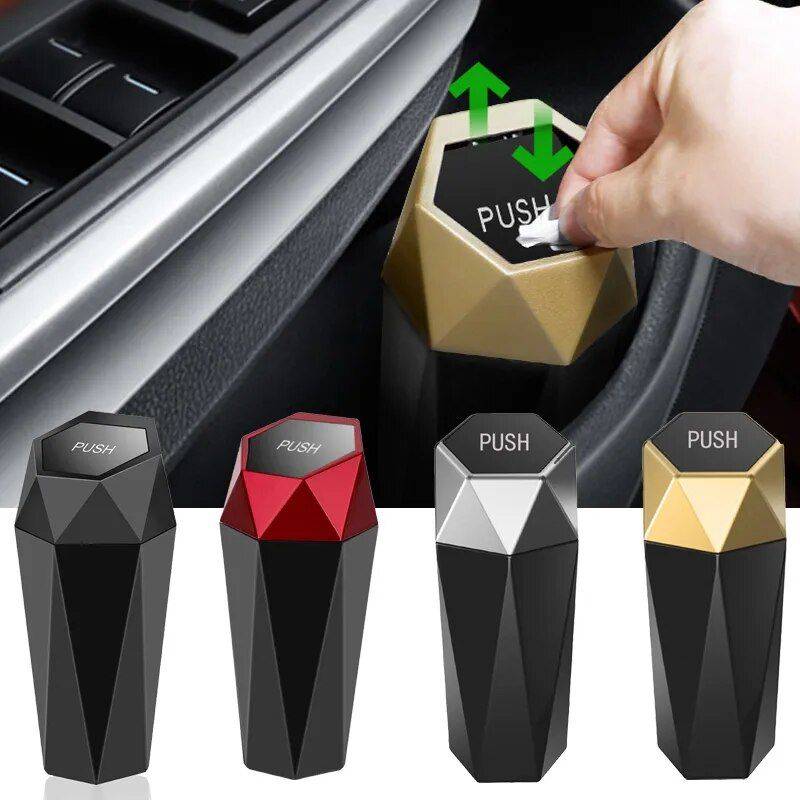 Portable Mini Car Trash Can with Leak-Proof Lid: Elegant, Functional & Compact Car Organizers Color : Gold|Silver|Red|Black Portable Mini Car Trash Can with Leak-Proof Lid: Elegant, Functional & Compact Car Organizers Color : Gold|Silver|Red|Black