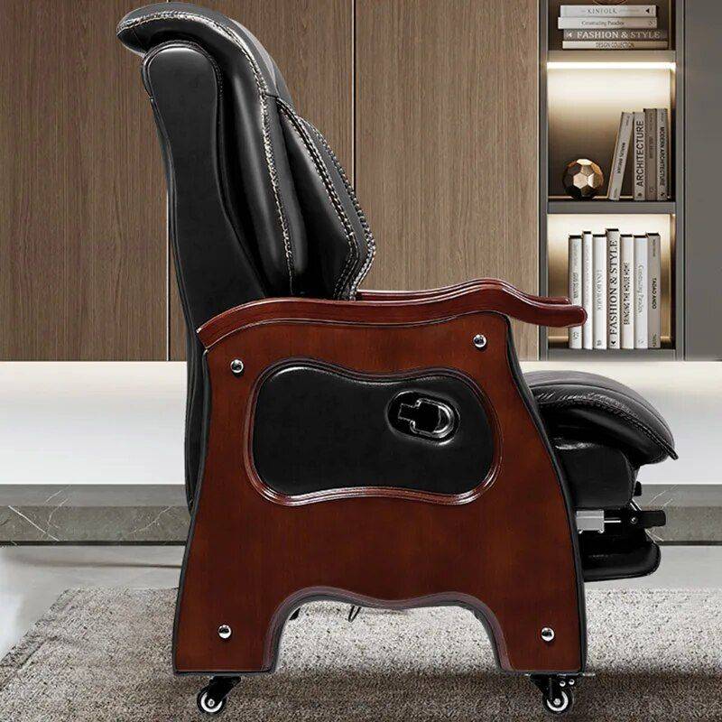 Premium Leather Swivel Executive Office Chair Ergonomic, Rotatable, with Armrests Furniture Office Furniture Color : Black|Brown Premium Leather Swivel Executive Office Chair Ergonomic, Rotatable, with Armrests Furniture Office Furniture Color : Black|Brown