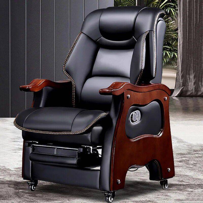 Premium Leather Swivel Executive Office Chair Ergonomic, Rotatable, with Armrests Furniture Office Furniture Color : Black|Brown 