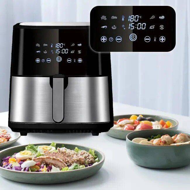 Smart Air Fryer 8L – Large Capacity, Double Screen, Multi-function, Stainless Steel Air Fryers Kitchen Color : Silver Smart Air Fryer 8L - Large Capacity, Double Screen, Multi-function, Stainless Steel Air Fryers Kitchen Color : Silver