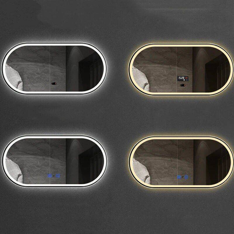 Smart Oval LED Illuminated Bathroom Mirror with Voice Control and Body Sensor Bathroom Mirrors Color : 70×135 (Monochrome)|70×135 (3 Colors)|70×135 (3 Colors+Display)|70×135 (3 Colors+Display+Body Sensor)|80×150 (Monochrome)|80×150 (3 Colors) Smart Oval LED Illuminated Bathroom Mirror with Voice Control and Body Sensor Bathroom Mirrors Color : 70x135 (Monochrome)|70x135 (3 Colors)|70x135 (3 Colors+Display)|70x135 (3 Colors+Display+Body Sensor)|80x150 (Monochrome)|80x150 (3 Colors)