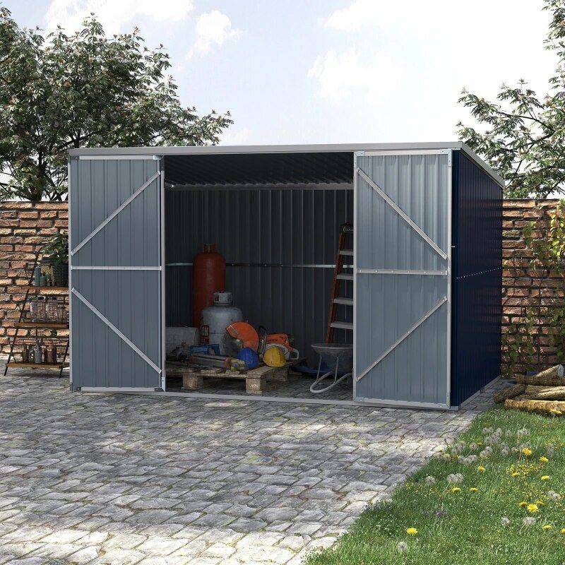 Spacious 11×6 ft Steel Garden Shed – Outdoor Utility Storage with Double Lockable Doors, Dark Grey Patio, Lawn & Garden Storage Sheds Spacious 11x6 ft Steel Garden Shed - Outdoor Utility Storage with Double Lockable Doors, Dark Grey Patio, Lawn & Garden Storage Sheds