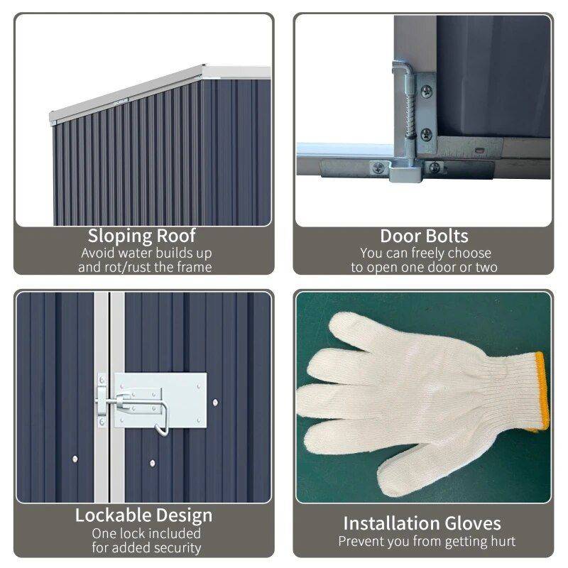 Spacious 11×6 ft Steel Garden Shed – Outdoor Utility Storage with Double Lockable Doors, Dark Grey Patio, Lawn & Garden Storage Sheds Spacious 11x6 ft Steel Garden Shed - Outdoor Utility Storage with Double Lockable Doors, Dark Grey Patio, Lawn & Garden Storage Sheds