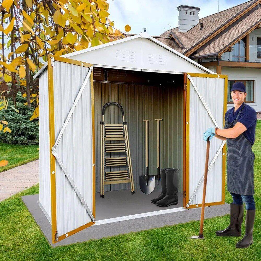 Sturdy 6×4 FT Metal Outdoor Storage Shed for Garden, Bike, and Tools Patio, Lawn & Garden Storage Sheds Sturdy 6x4 FT Metal Outdoor Storage Shed for Garden, Bike, and Tools Patio, Lawn & Garden Storage Sheds