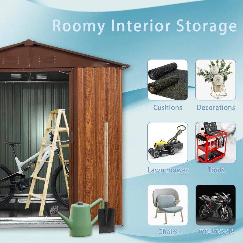 Sturdy 6×6 Outdoor Metal Storage Shed with Durable Metal Base Patio, Lawn & Garden Storage Sheds Sturdy 6x6 Outdoor Metal Storage Shed with Durable Metal Base Patio, Lawn & Garden Storage Sheds