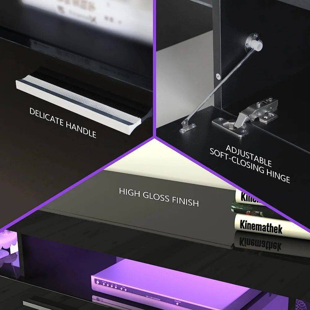 TV Stand with Adjustable LED and Large Storage Drawers Furniture Stands & Console Tables TV Stand with Adjustable LED and Large Storage Drawers Furniture Stands & Console Tables