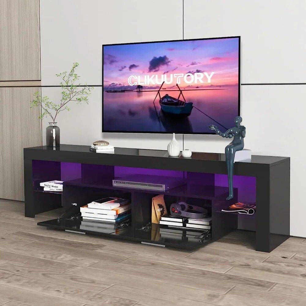 TV Stand with Adjustable LED and Large Storage Drawers Furniture Stands & Console Tables TV Stand with Adjustable LED and Large Storage Drawers Furniture Stands & Console Tables
