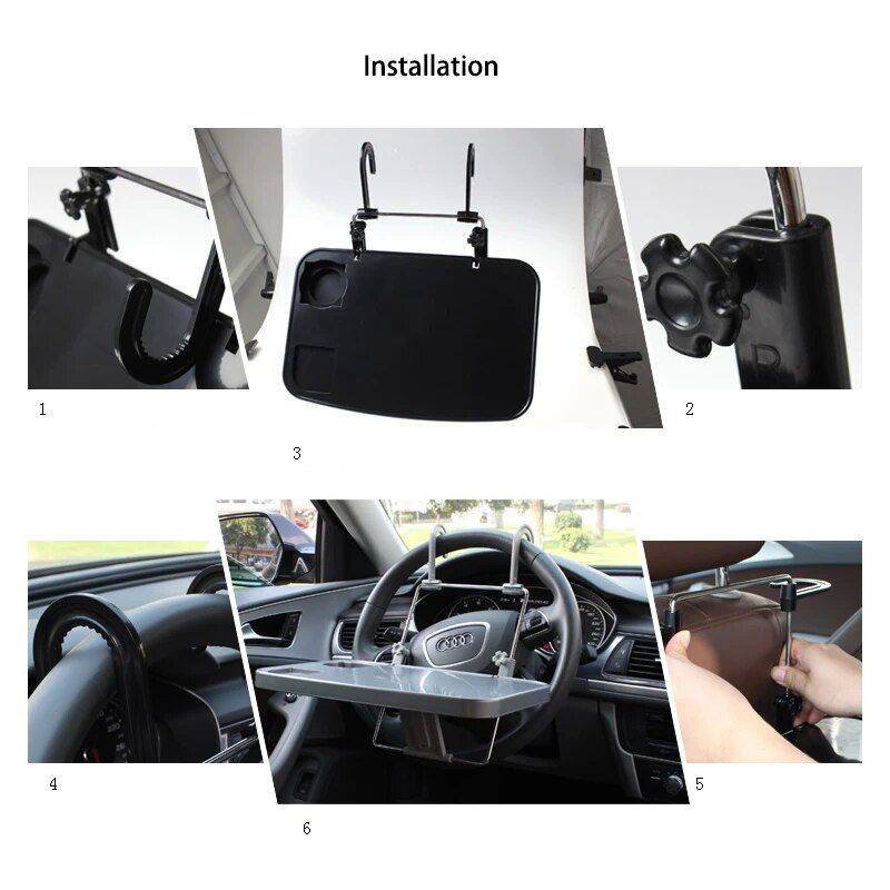 Universal Car Desk and Laptop Holder with Steering Wheel Tray Car Organizers Color : Black Universal Car Desk and Laptop Holder with Steering Wheel Tray Car Organizers Color : Black