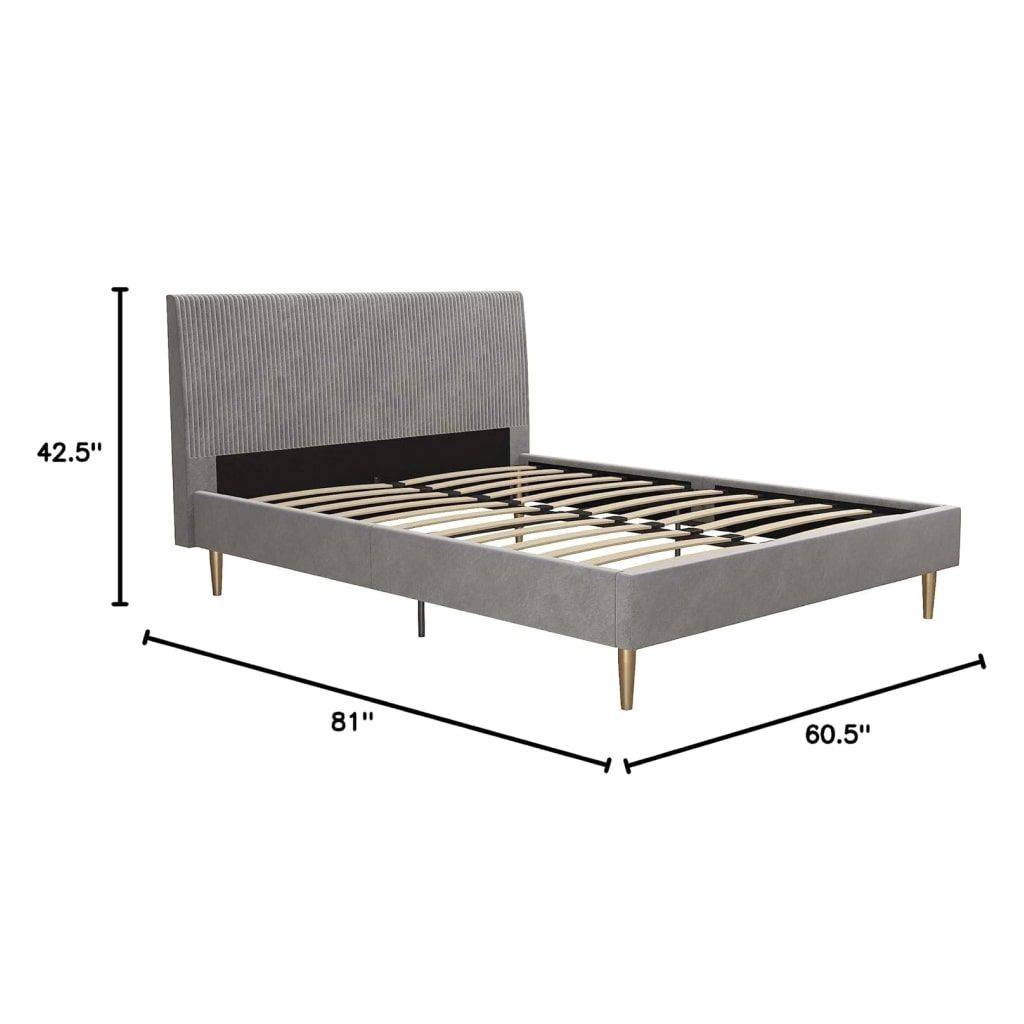 Velvet Upholstered Queen Bed with Modern Platform and Headboard – Ivory Beds Furniture Size : Queen Velvet Upholstered Queen Bed with Modern Platform and Headboard - Ivory Beds Furniture Size : Queen