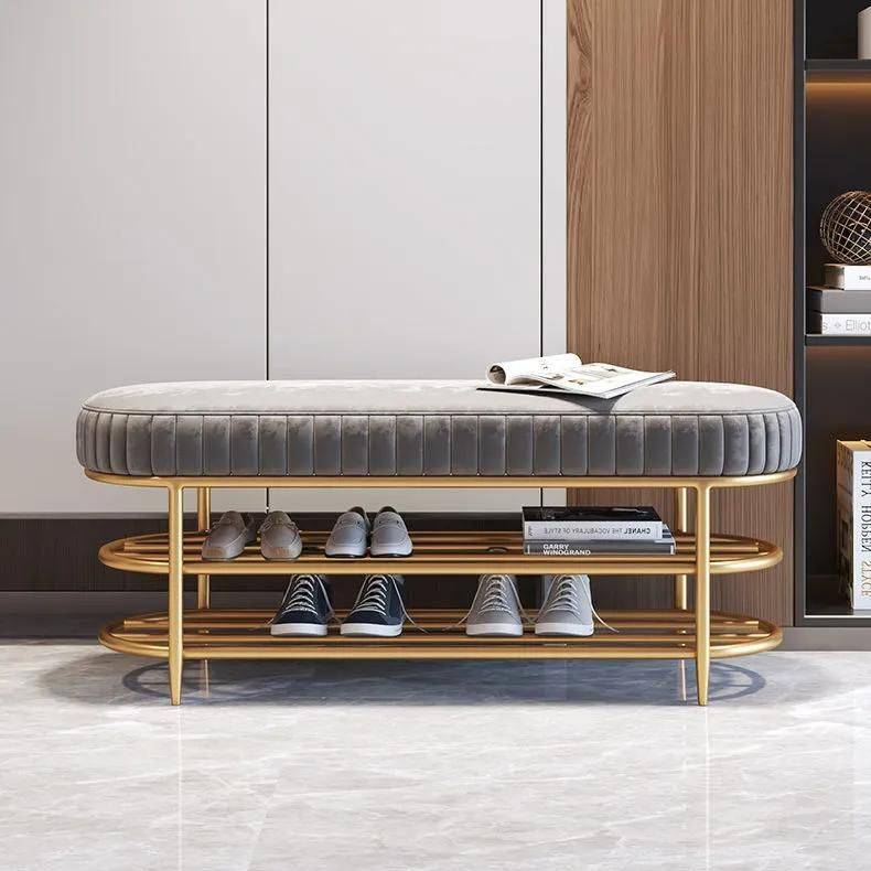 Versatile Velvet Shoe Bench - 2-Tier Ottoman Storage for Modern Homes Furniture Storage Size : 60cm |80cm |100cm  