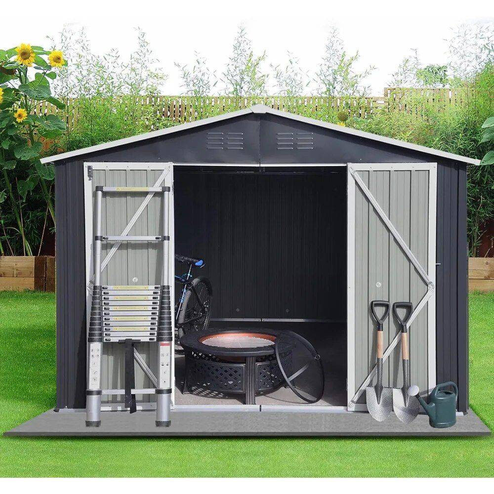 Waterproof 10’x8′ Metal Outdoor Storage Shed with Door & Lock – Versatile Garden Tool Shed Patio, Lawn & Garden Storage Sheds Waterproof 10'x8' Metal Outdoor Storage Shed with Door & Lock - Versatile Garden Tool Shed Patio, Lawn & Garden Storage Sheds