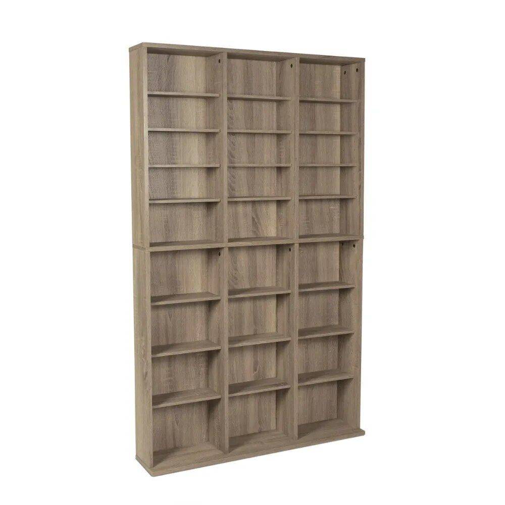 Weathered Oak Woodgrain Media Storage Bookcase Furniture Storage Color: Weathered Oak Wood 