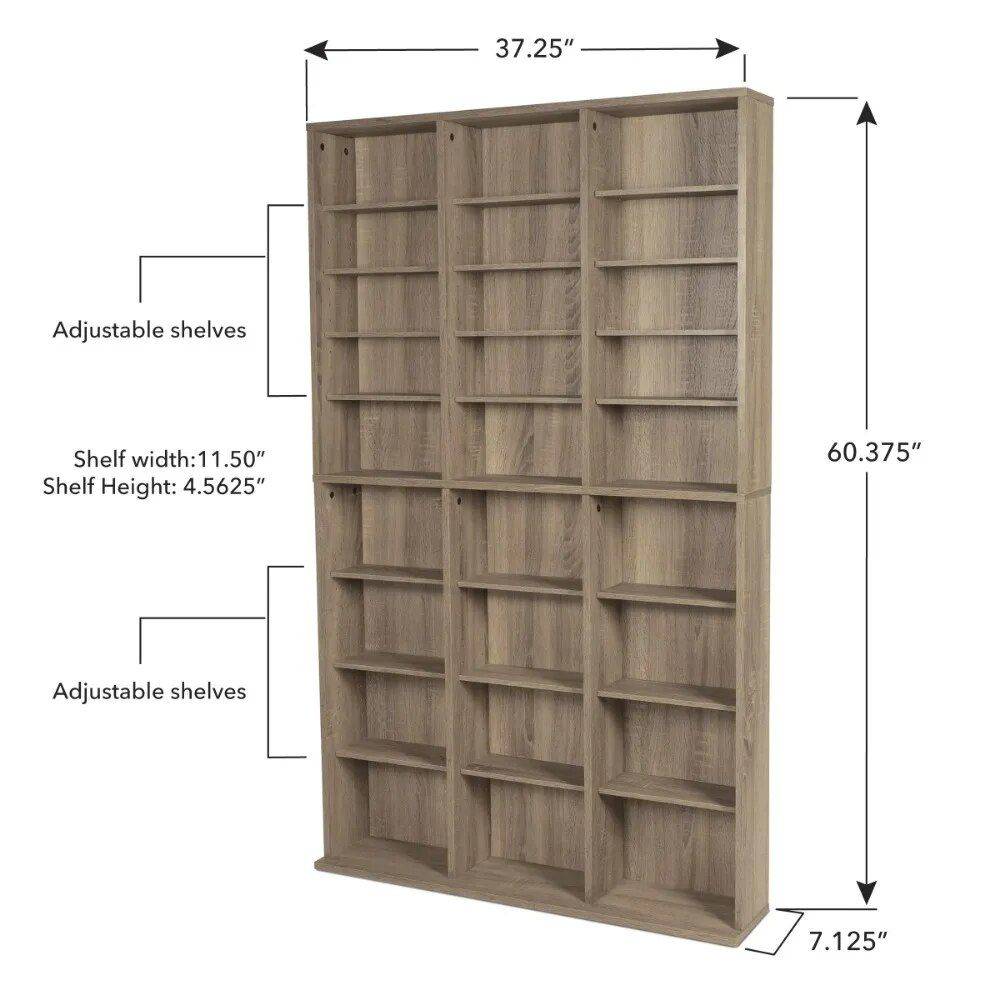 Weathered Oak Woodgrain Media Storage Bookcase Furniture Storage Color : Weathered Oak Wood Weathered Oak Woodgrain Media Storage Bookcase Furniture Storage Color : Weathered Oak Wood