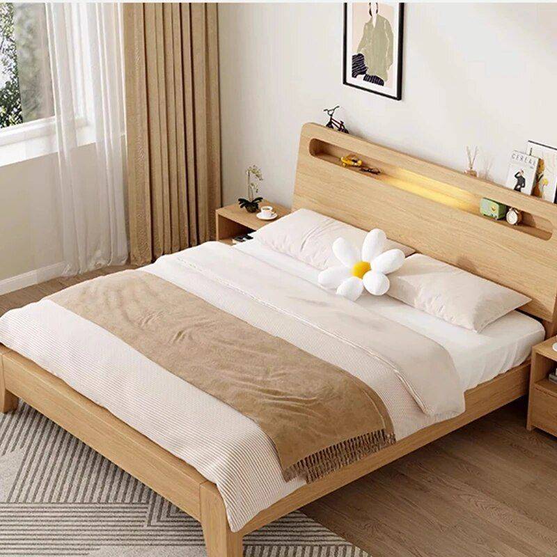 Wooden Double King-Size Bed Frame Beds Furniture Color : White Wooden Double King-Size Bed Frame Beds Furniture Color : White