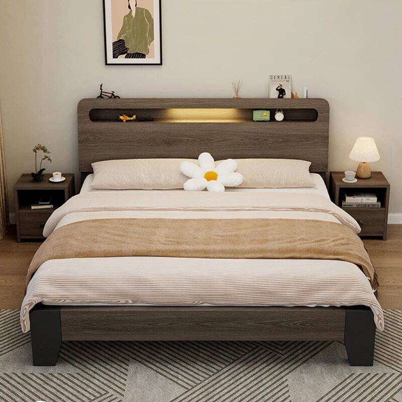 Wooden Double King-Size Bed Frame Beds Furniture Color : White Wooden Double King-Size Bed Frame Beds Furniture Color : White