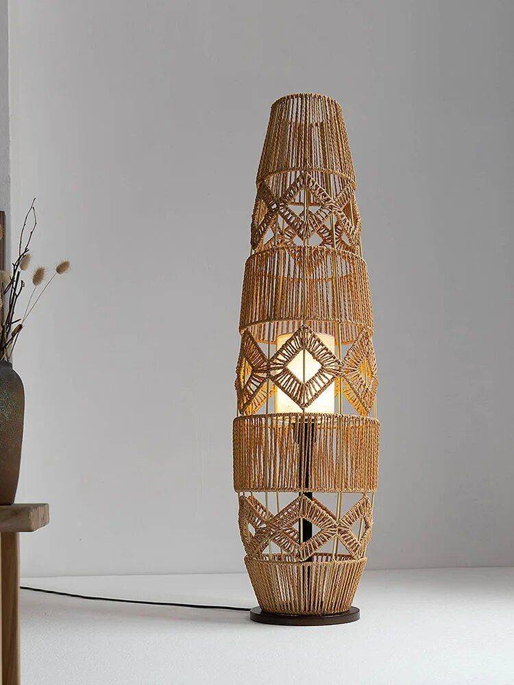 Zen Art Decorative Rattan Weave & Hemp Rope Floor Lamp - Japanese Inspired LED Standing Light Floor Lamps Lighting Type : Floor lamp|Pendant lights 