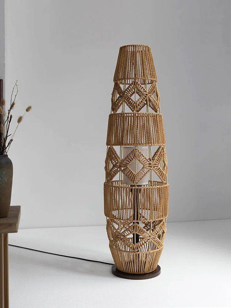 Zen Art Decorative Rattan Weave & Hemp Rope Floor Lamp - Japanese Inspired LED Standing Light Floor Lamps Lighting Type : Floor lamp|Pendant lights 